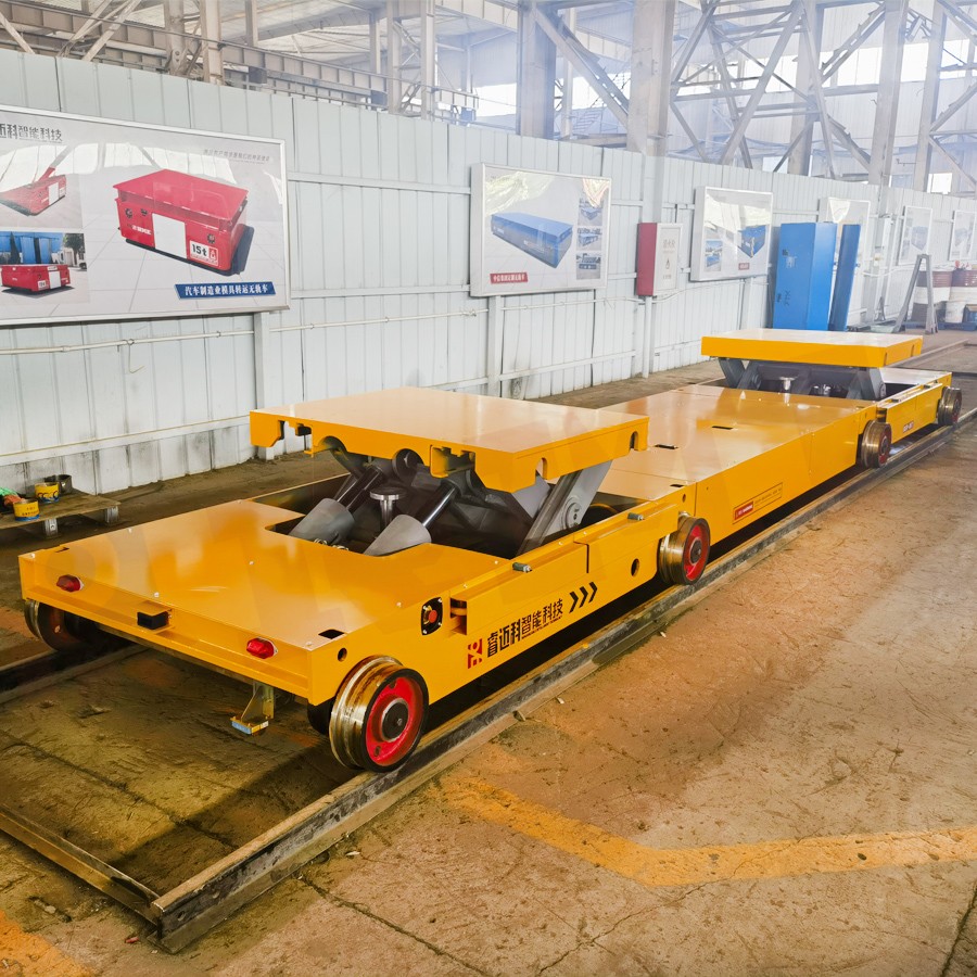 30 tons hydraulic lifting rail transport trolley