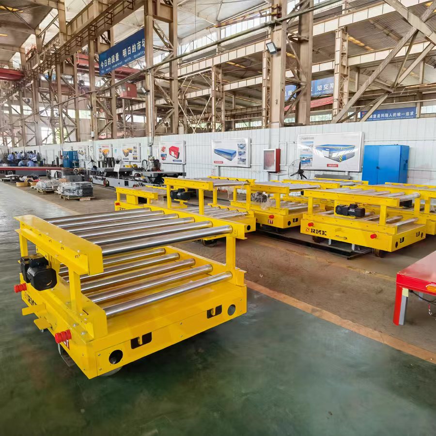 rail transfer cart with roller design for materials handling